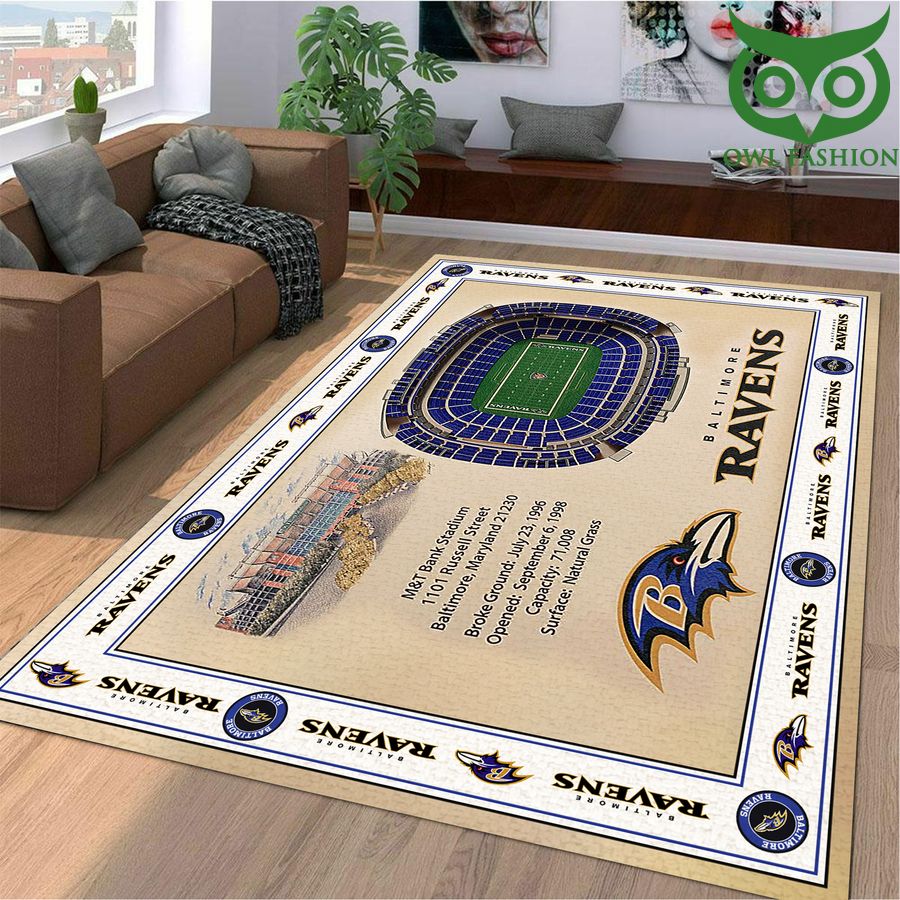 201 Fan Design Bordered Baltimore Ravens Stadium 3D View Area Rug