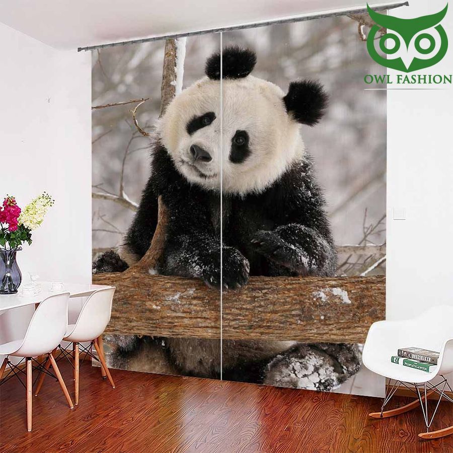 4 Cute Panda On Trunk waterproof house and room decoration shower window curtains