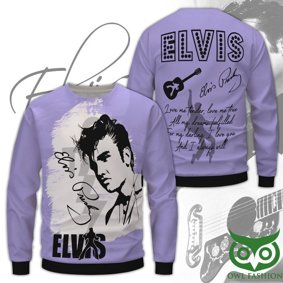 96 The King Elvis Presley Picture with Lyrics Blue Sweatshirt