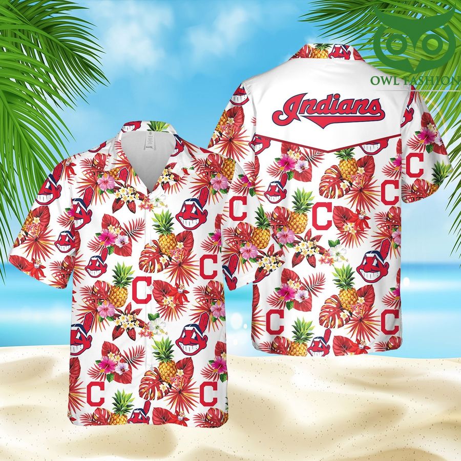 103 Cleveland Indians pineapple 3D Hawaiian Shirt Shorts aloha summer