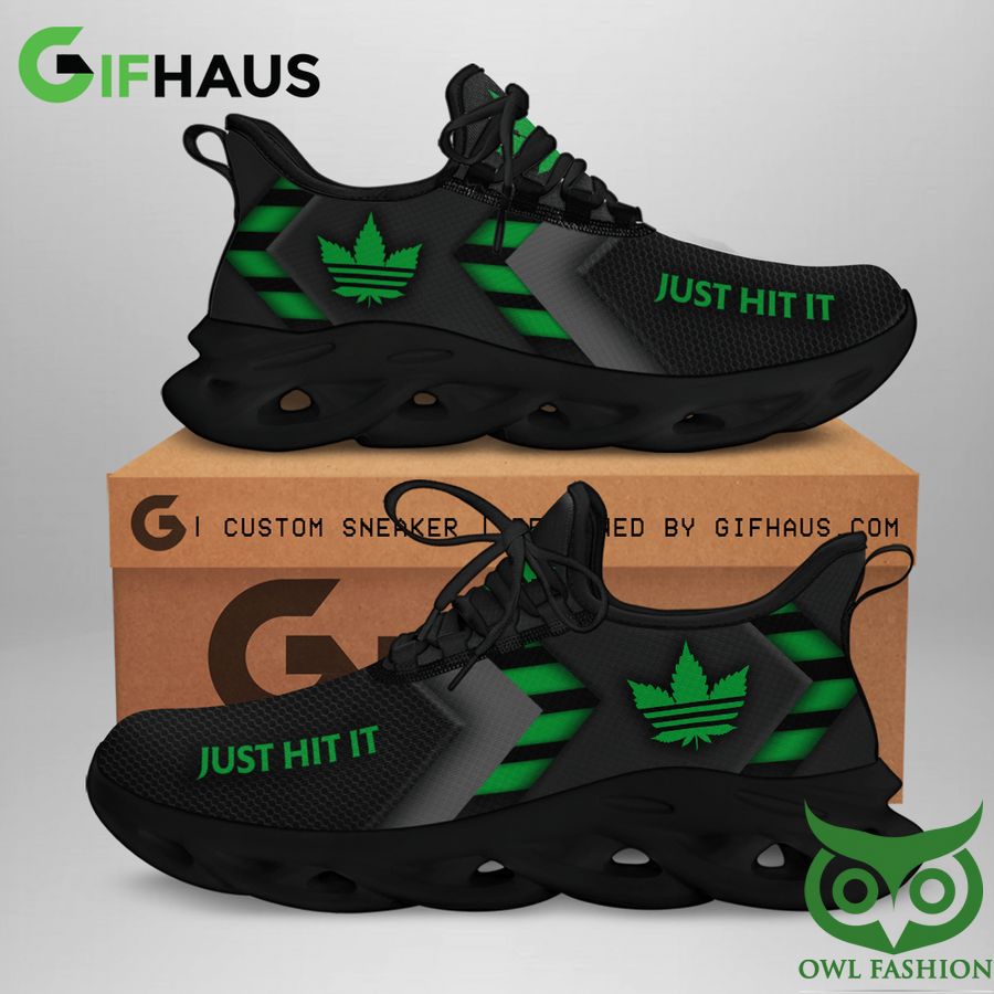 14 Green and Black with Weed Leaf Pattern Max Soul Sneaker