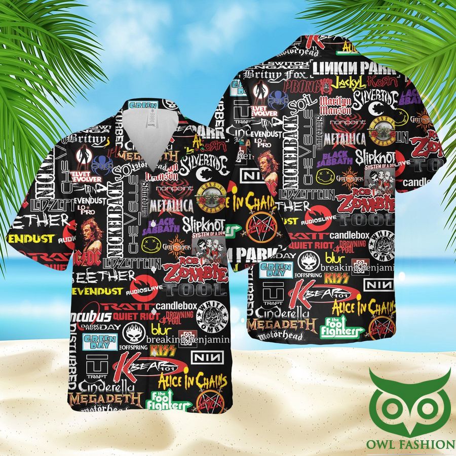 24 Guns N Roses Rock Music Black Hawaiian Shirt