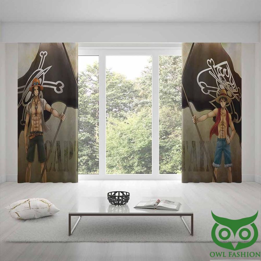 8 Pirate Luffy One Piece with Flag Window Curtain