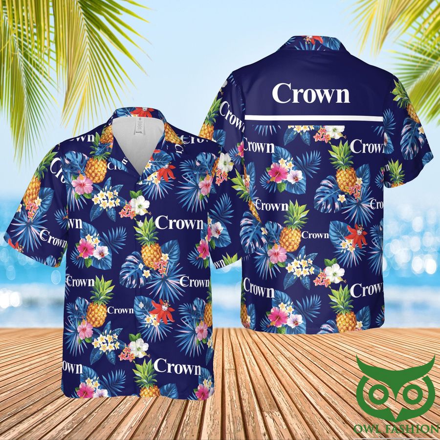 46 Crown Condoms Dark Blue Hawaiian Shirt