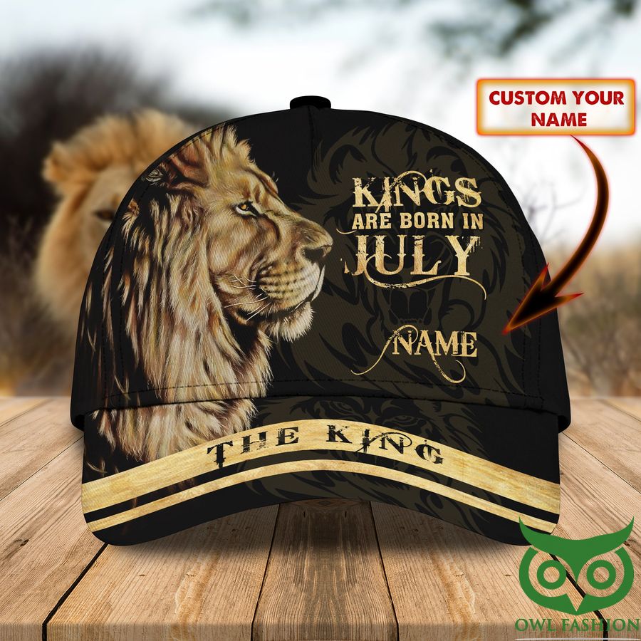 90 Custom Name Kings Are Born In July Lion Image Classic Cap