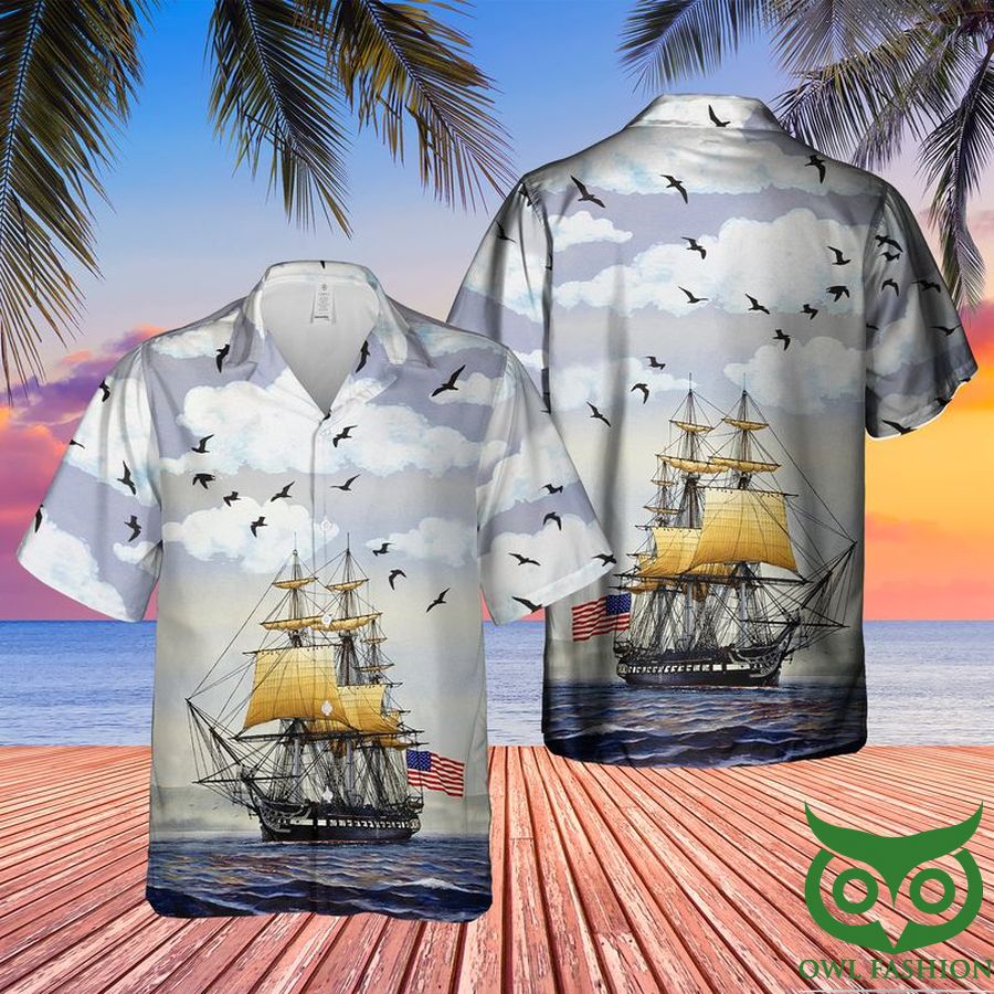 40 US Navy USS Constitution ocean Hawaiian Shirt