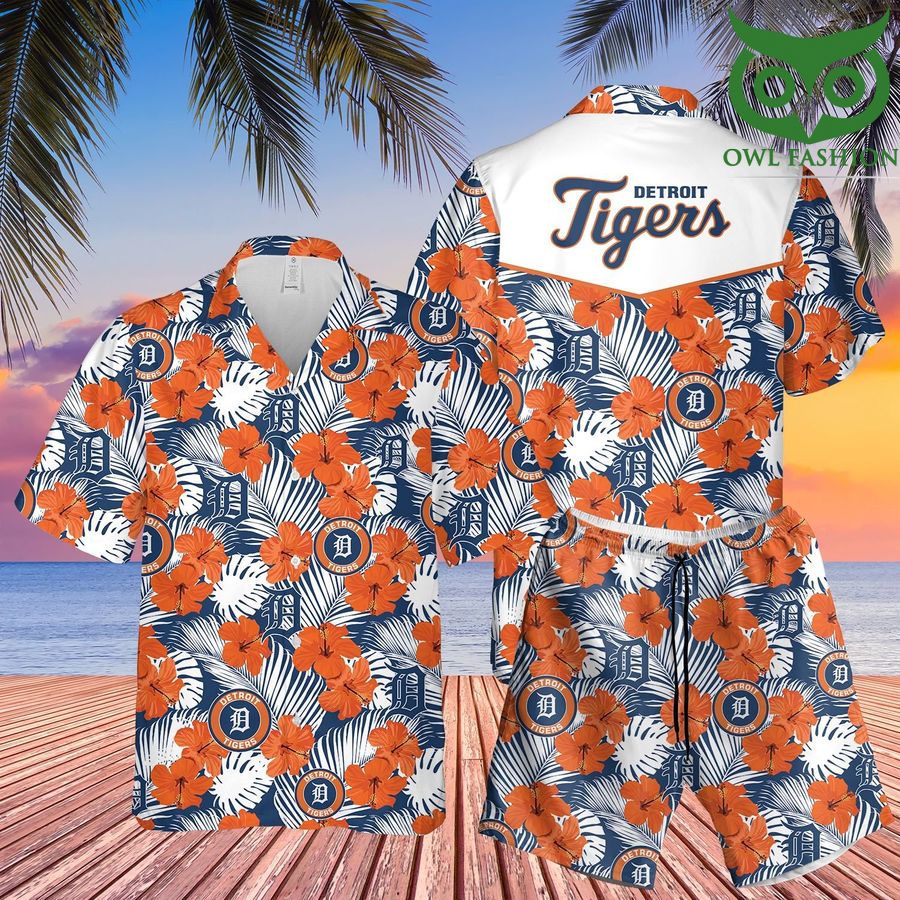 67 Detroit Tigers team orange 3D Hawaiian Shirt Shorts aloha summer