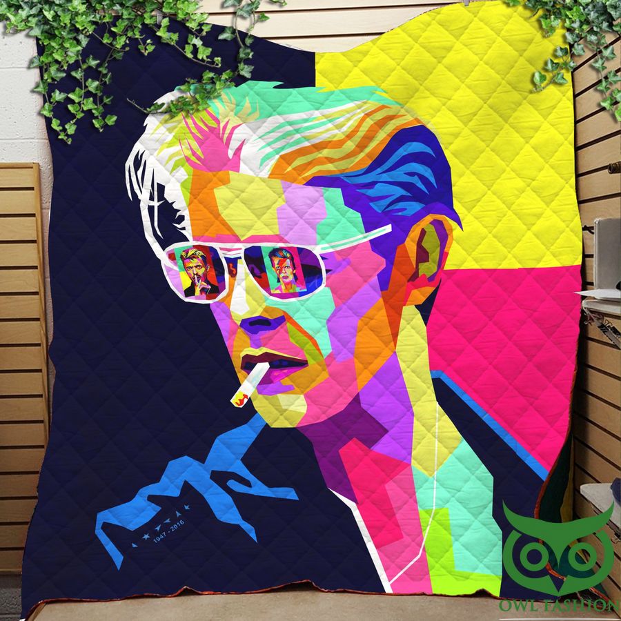 16 The Chameleon of Rock David Bowie Bright Colors Quilt Blanket