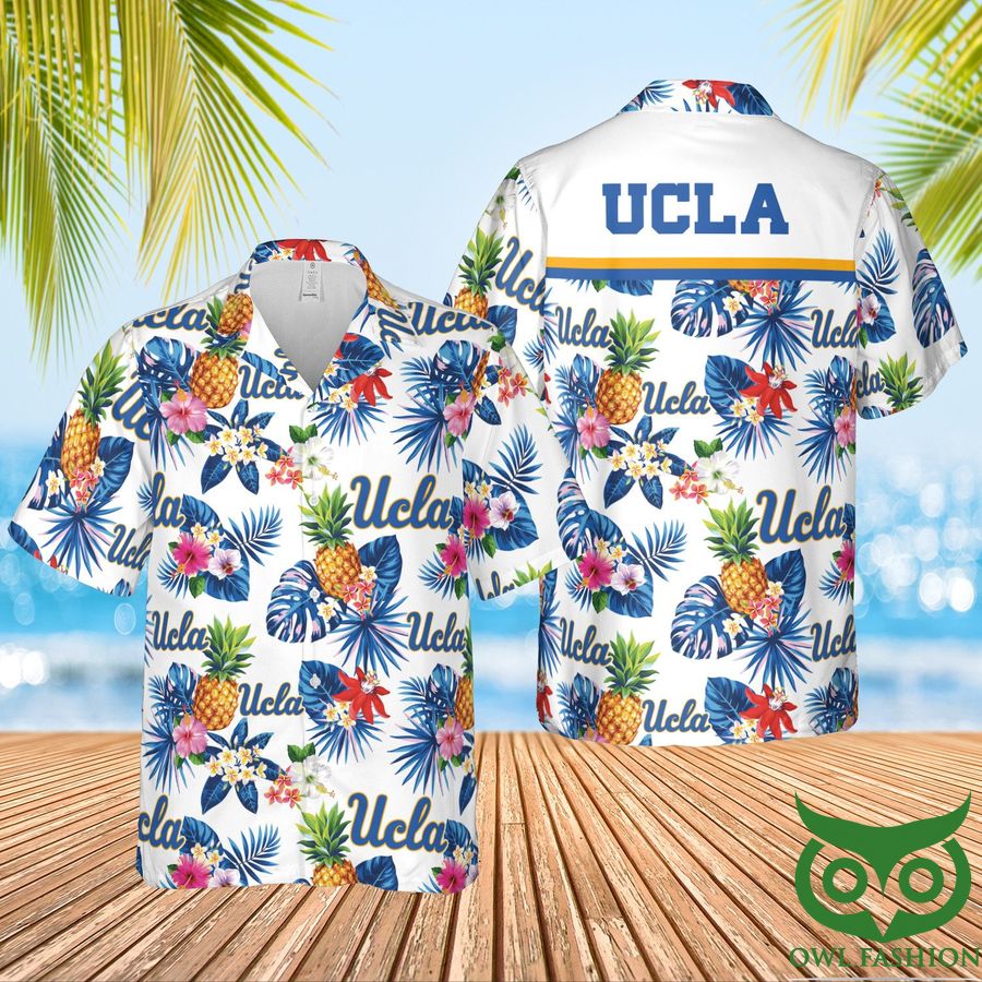4 UCLA Bruins Mens Basketball White and Blue Hawaiian Shirt Shorts