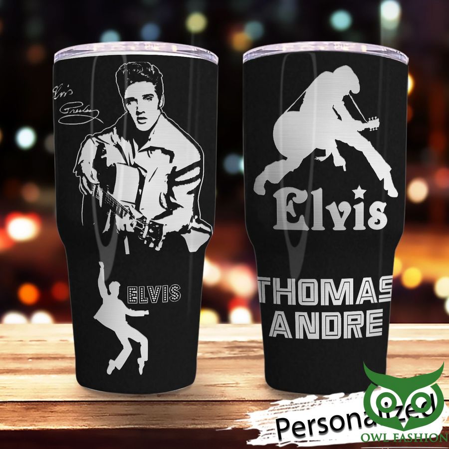 135 Personalized The King Elvis Presley Playing Guitar Stainless Steel Tumbler