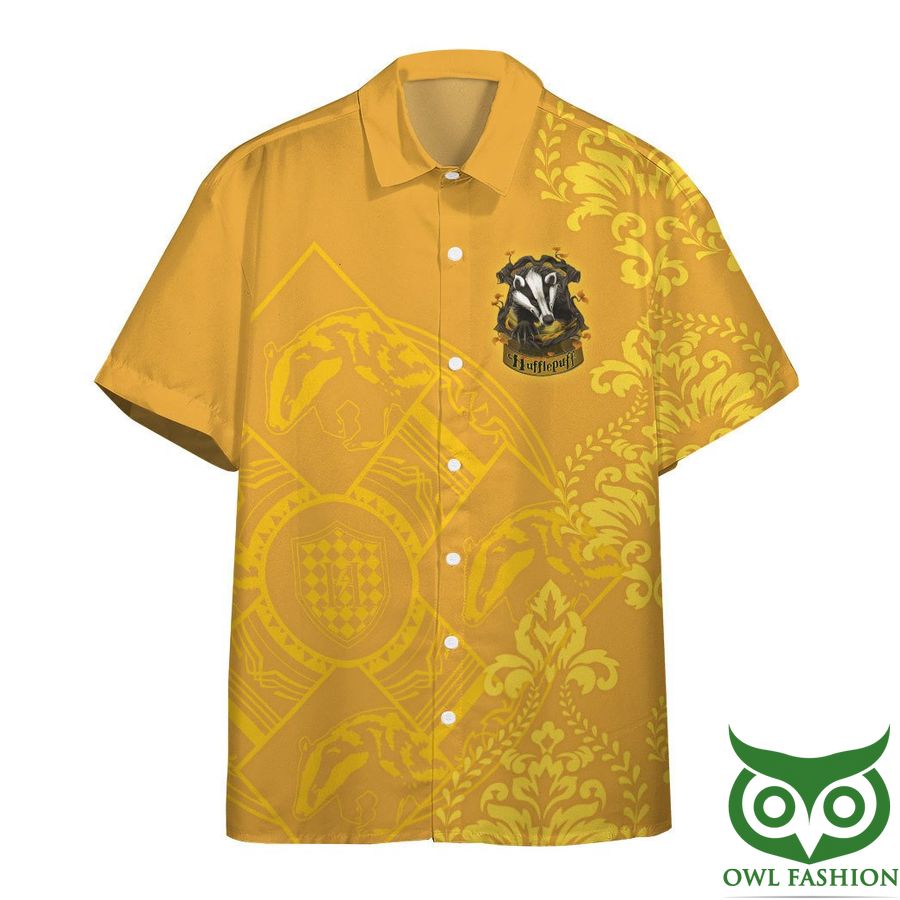432 3D Harry Potter Hufflepuff Yellow Pattern Hawaiian Shirt