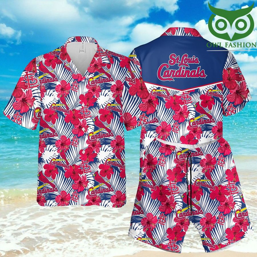 57 St.Louis Cardinal hibicus 3D Hawaiian Shirt Shorts aloha summer