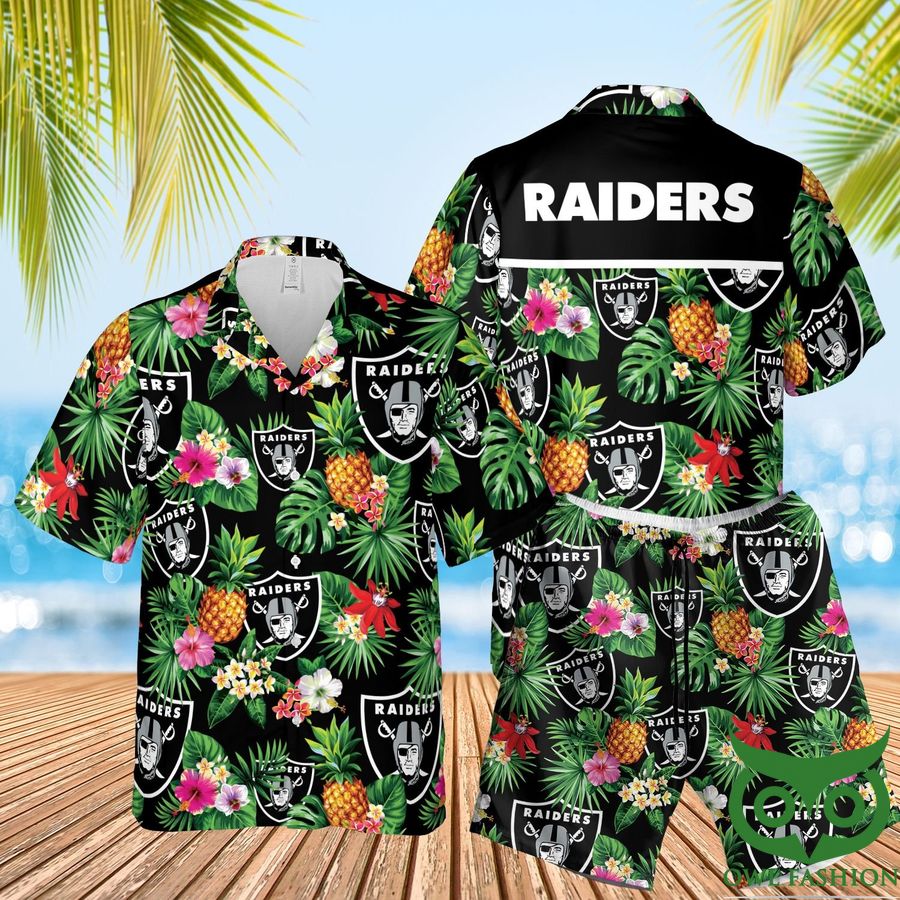 9 Las Vegas Raiders Aloha Summer Hawaiian Shirt Shorts