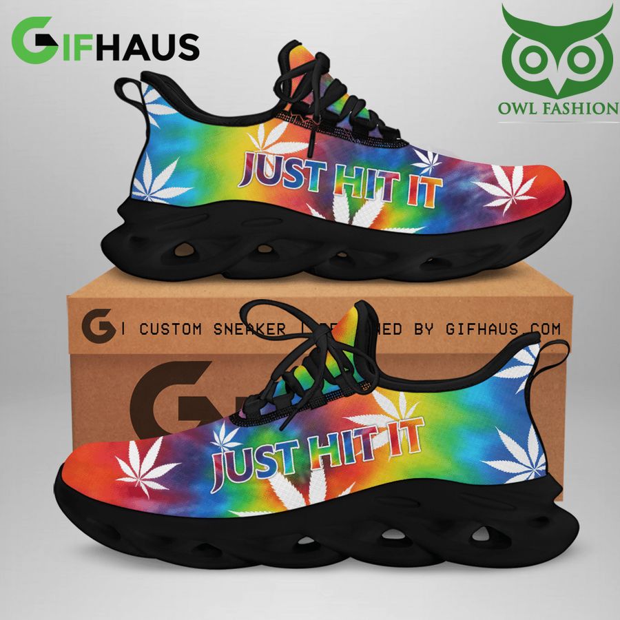 47 Weed cannabis Just hit it rainbow color Custom Max Soul Sneaker