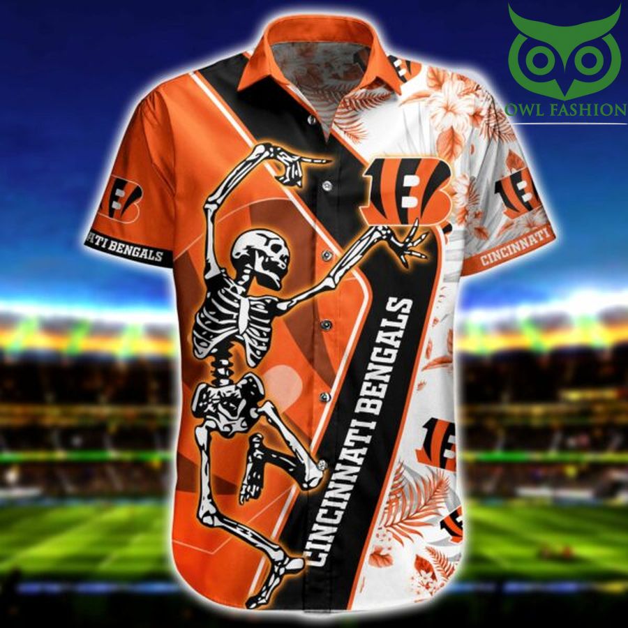 26 NFL Cincinnati Bengals skeleton vibing Hawaiian Shirt