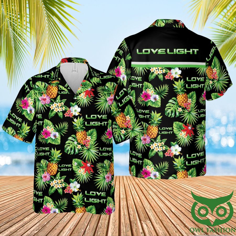 34 Love Light Condoms Green and Black Hawaiian Shirt