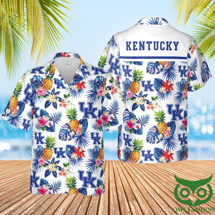 8 Kentucky Wildcats White and Blue Hawaiian Shirt