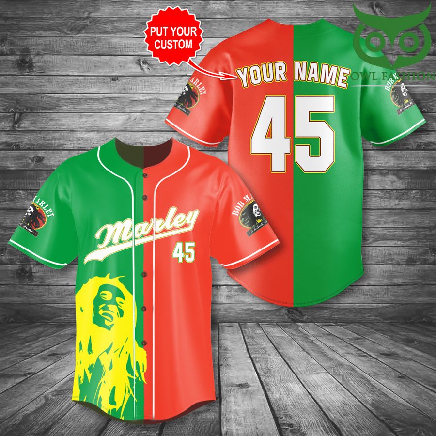 8 Personalized name number weed Bob Marley baseball jersey shirt