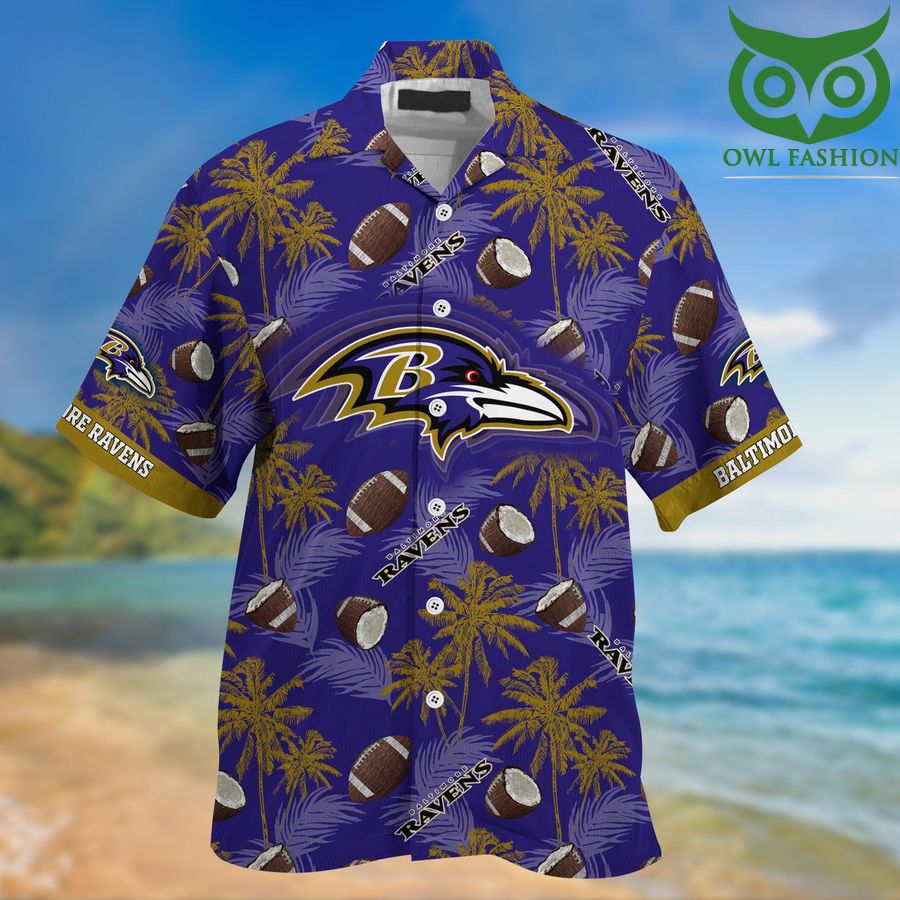 Vintage NFL Baltimore Ravens Hawaiian Shirt Colorful Team Name