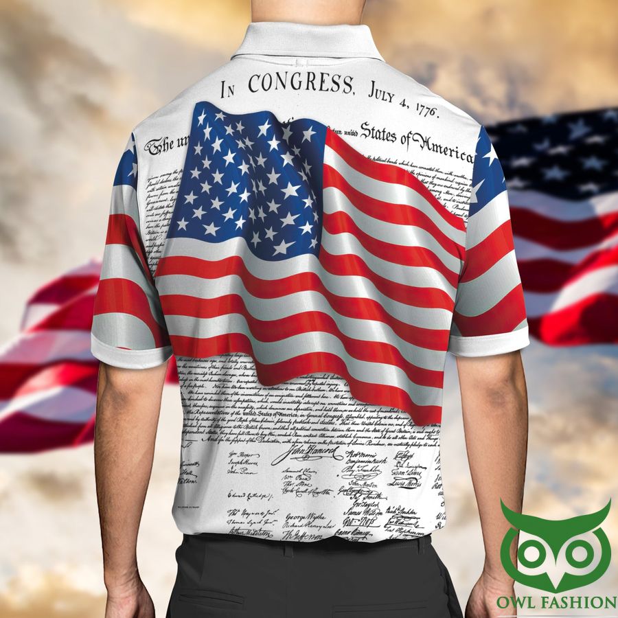57 Happy 4th Of July US Flag on Declaration of United States 3D Polo