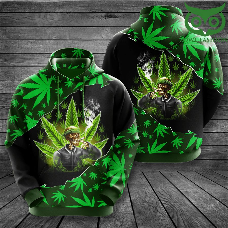 19 Weed skull smoke pattern 3D hoodie
