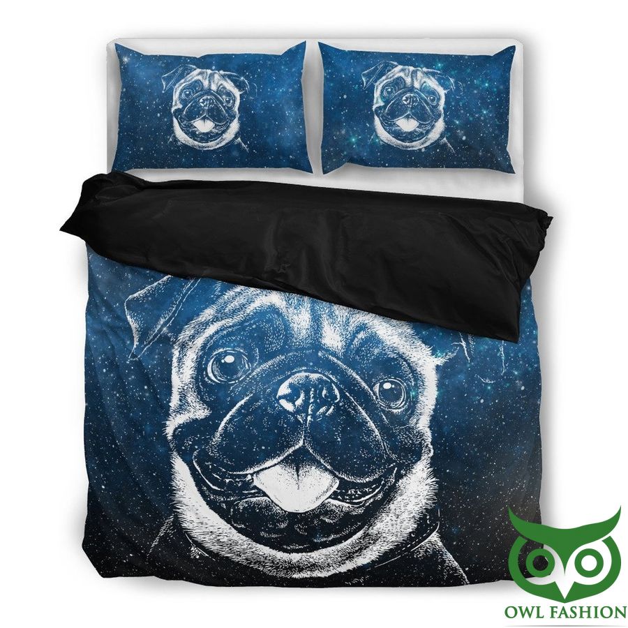 44 Dreamy Pug Blue Galaxy Bedding Set