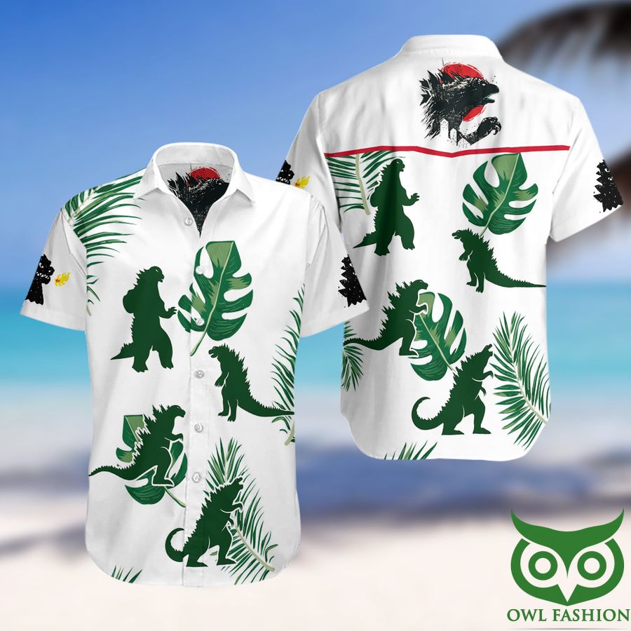 4 Godzilla Green Leaf Hawaiian Shirt