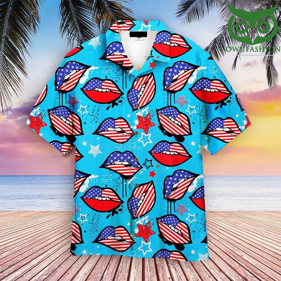 4th Of July Sexy Lips American Hawaiian Shirt