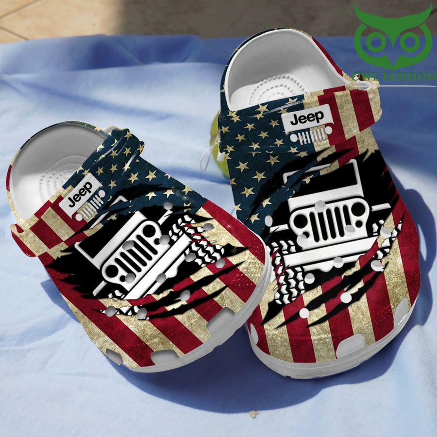 American flag printed jeep crocs Slippers