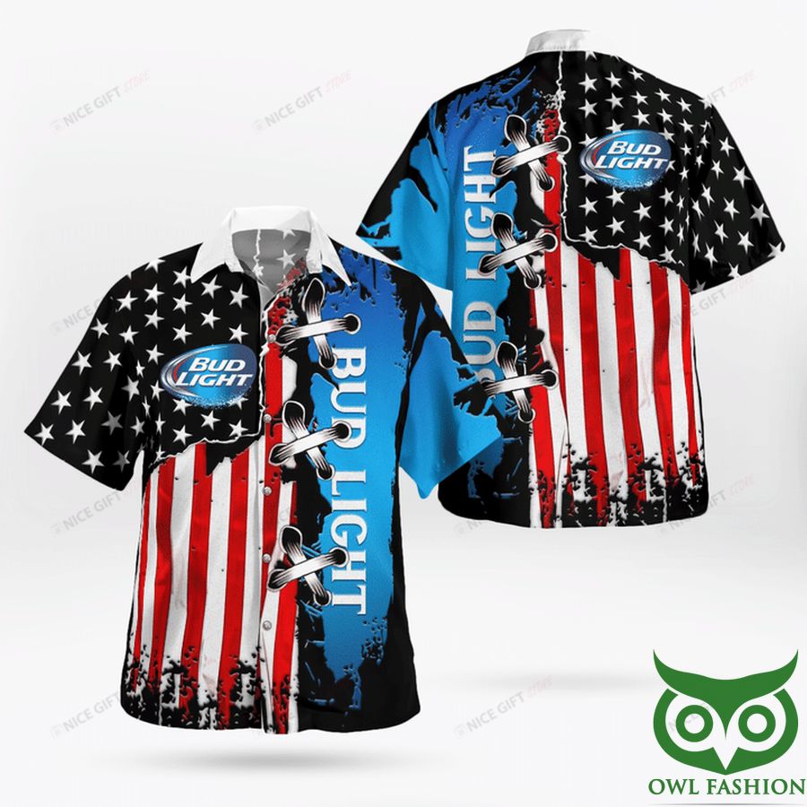 Bud Light America Flag Hawaiian Shirt