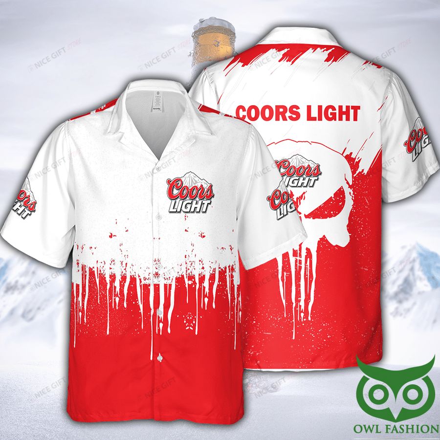 Coors Light White and Red Splash Hawaiian Shirt