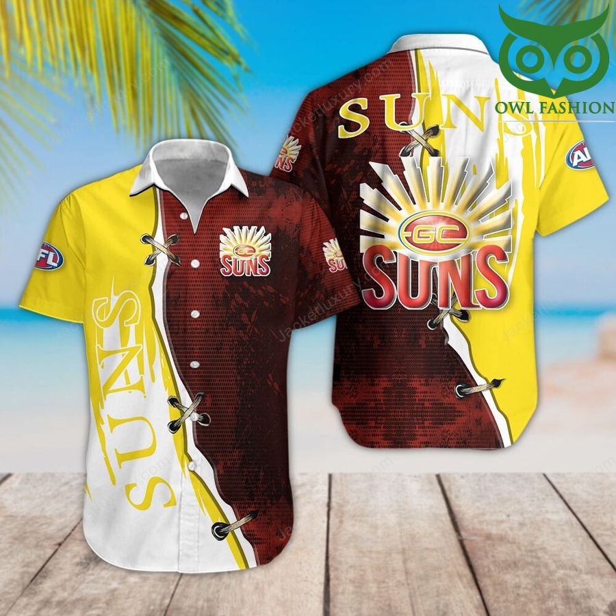 Gold Coast Suns colored cool style Hawaiian shirt for summer