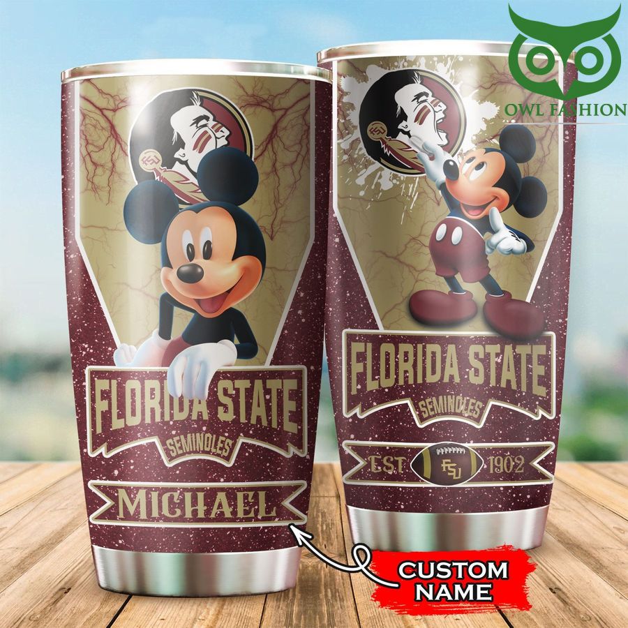 Mickey Mouse NCAA custom name Florida State Seminoles Tumbler 