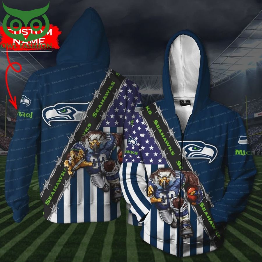 Seattle Seahawks 3D Shirts Mascot NFL Custom Name