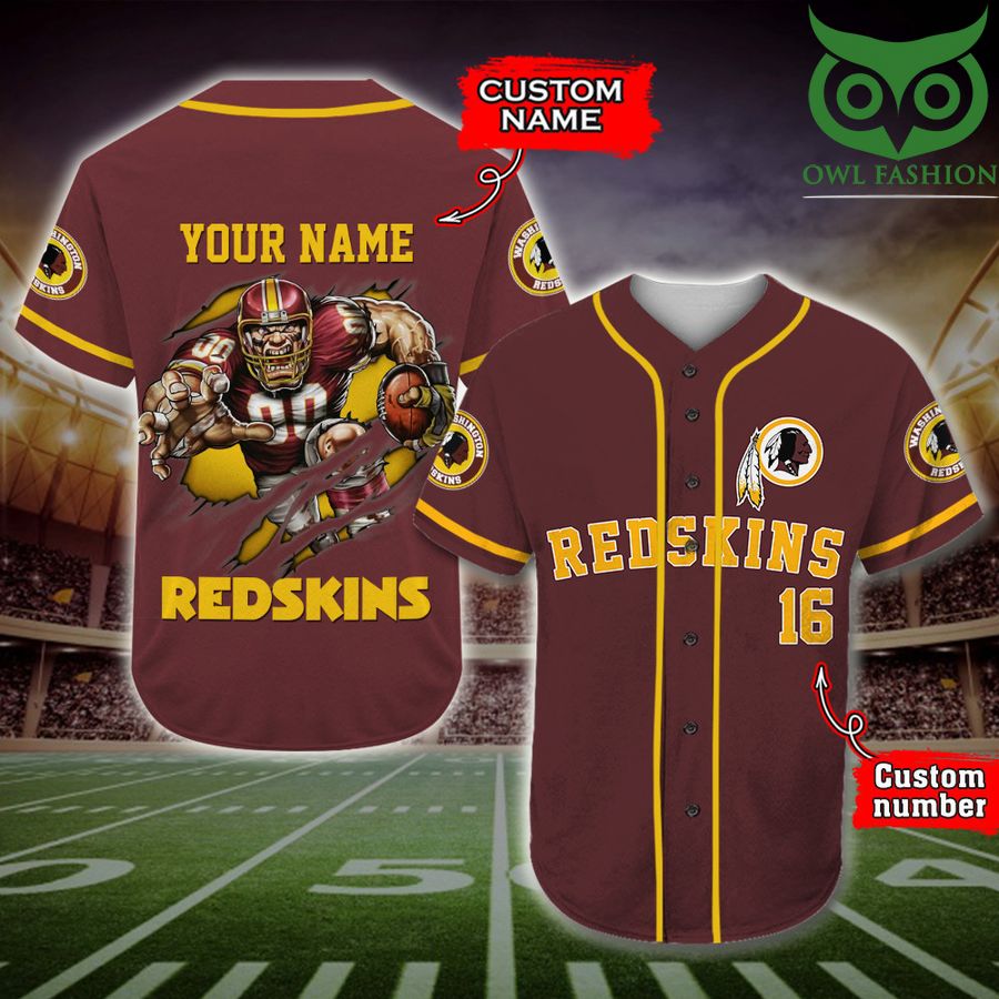 Washington Redskins Baseball Jersey NFL Custom Name Number 