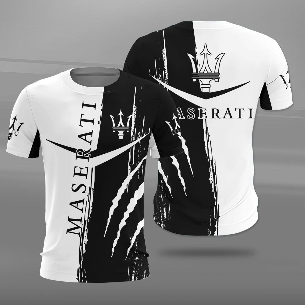 Maserati Logo White and Black 3D Shirt