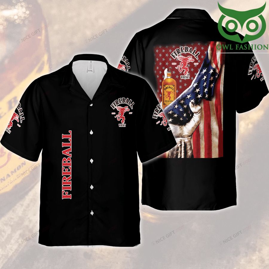 Fireball Whisky holding American flag Hawaii 3D Shirt
