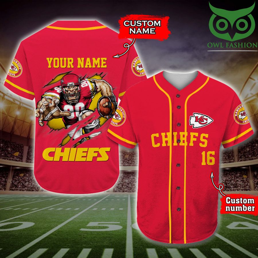 Kansas City Chiefs Baseball Jersey NFL Custom Name Number 