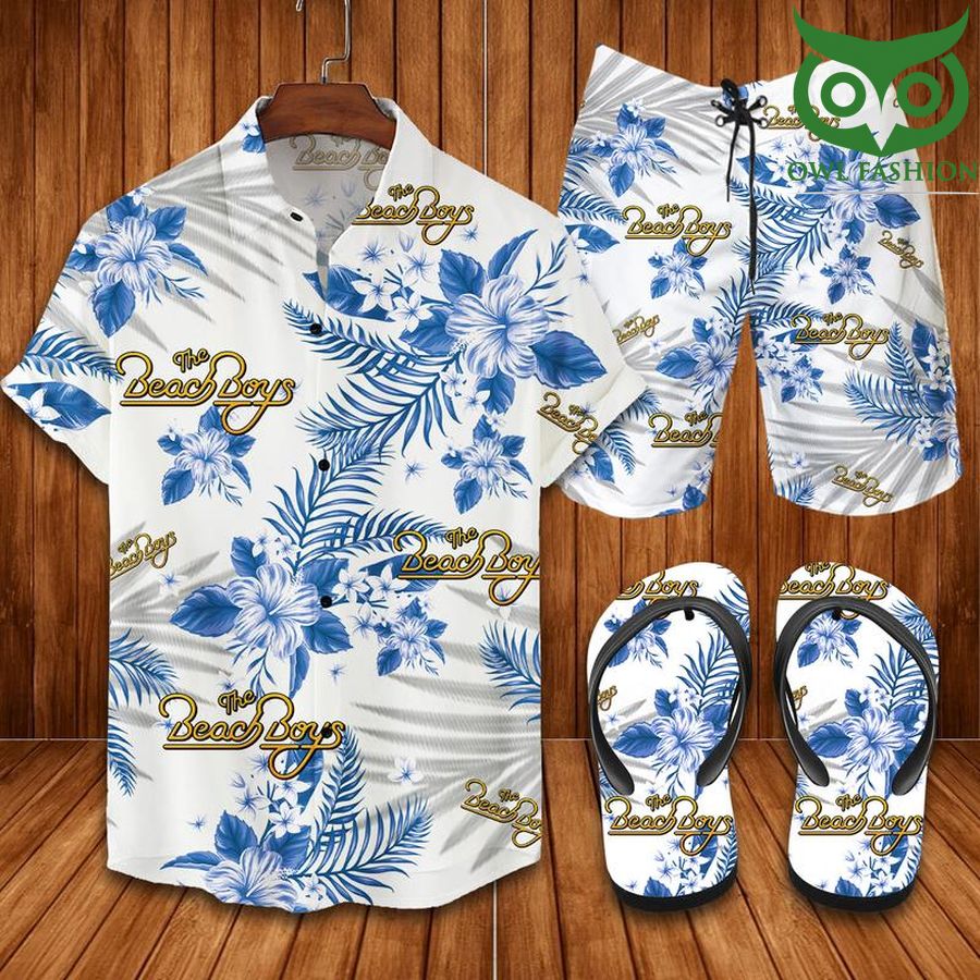 THE BEACH BOYS blue floral FLIP FLOPS AND COMBO HAWAII SHIRT SHORTS 