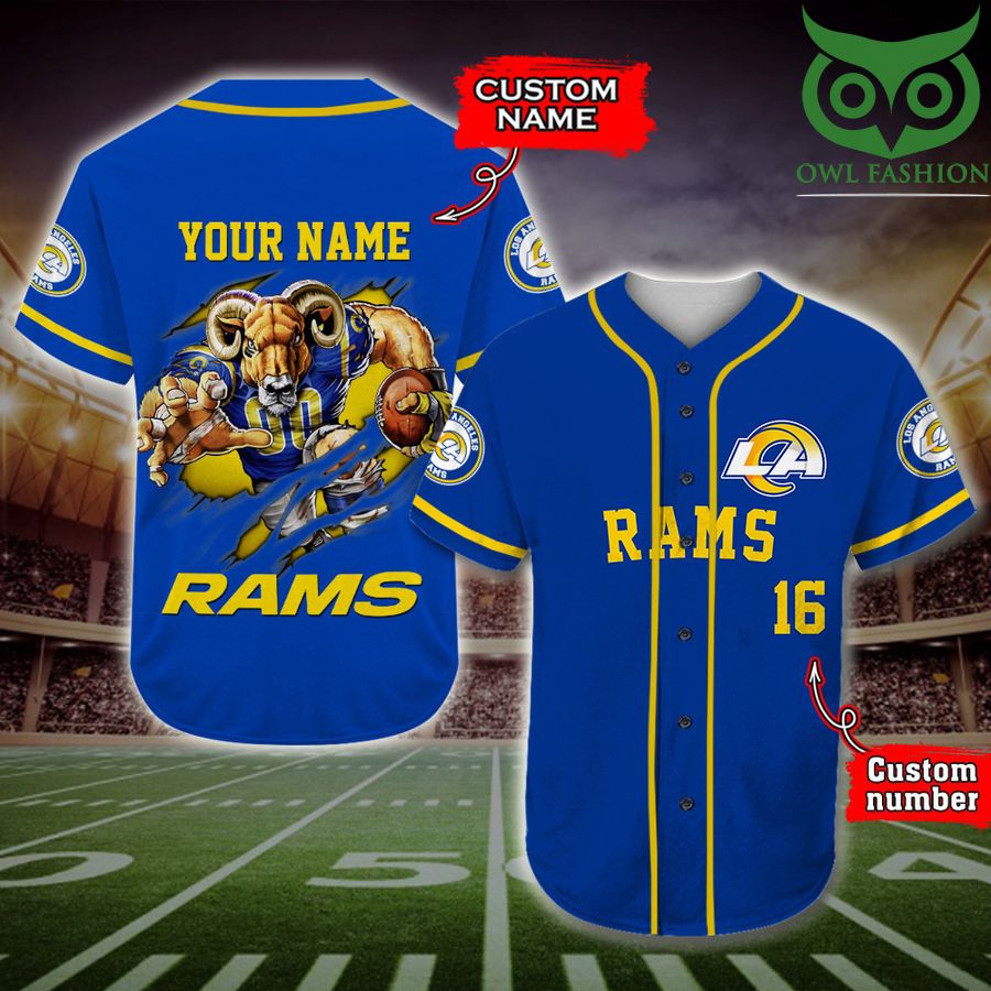 Los Angeles Rams Baseball Jersey NFL Custom Name Number 