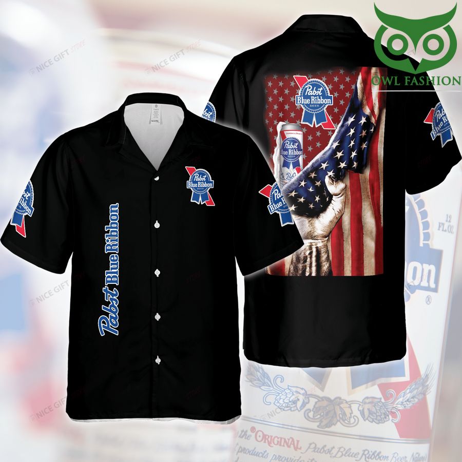 Pabst Blue Ribbon holding American flag Hawaii 3D Shirt