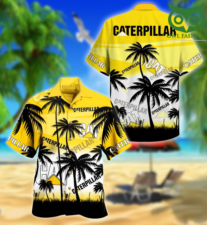 Caterpilla Palm yellow Hawaiian Shirt