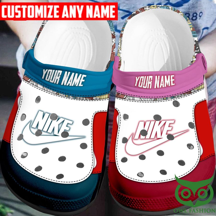 Custom Name Nike US White with Colorful Pattern Crocs