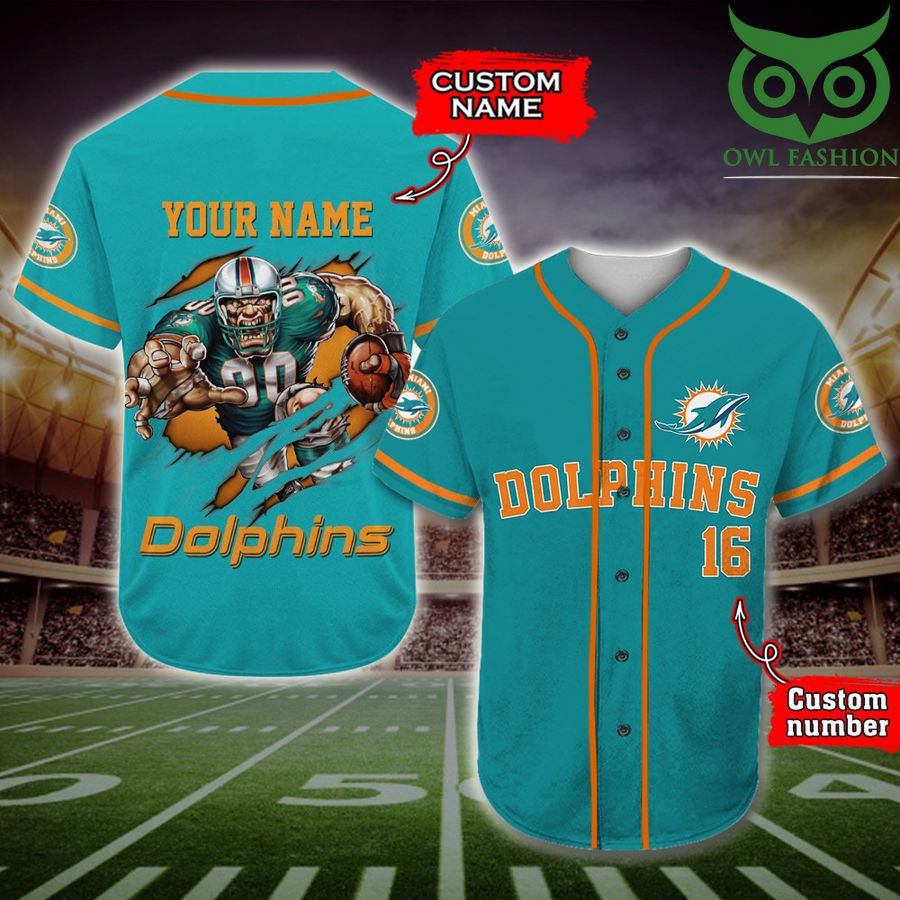 Miami Dolphins Baseball Jersey NFL Custom Name Number 