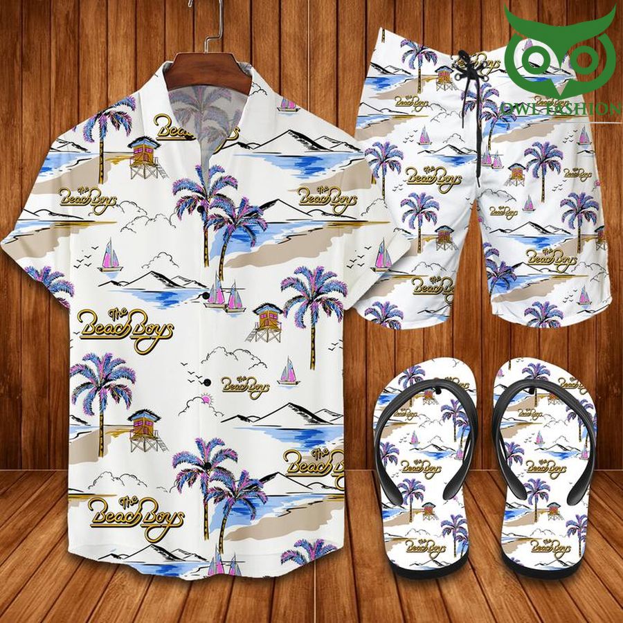THE BEACH BOYS boat and coconut FLIP FLOPS AND COMBO HAWAII SHIRT SHORTS 