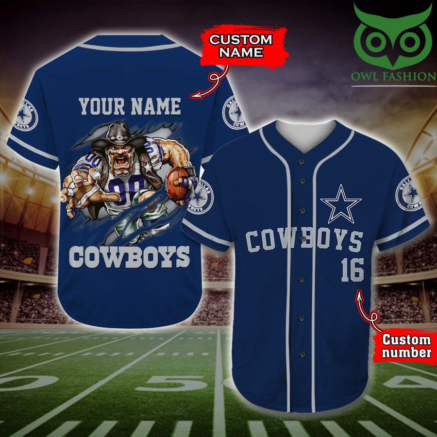 Dallas Cowboys Baseball Jersey NFL Custom Name Number 