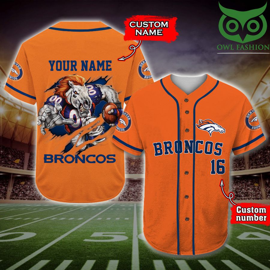 Denver Broncos Baseball Jersey NFL Custom Name Number 