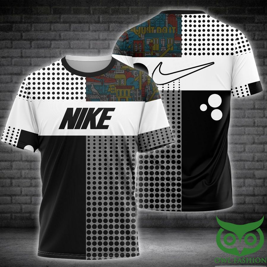 Luxury Nike Black and White with Logo 3D T-shirt