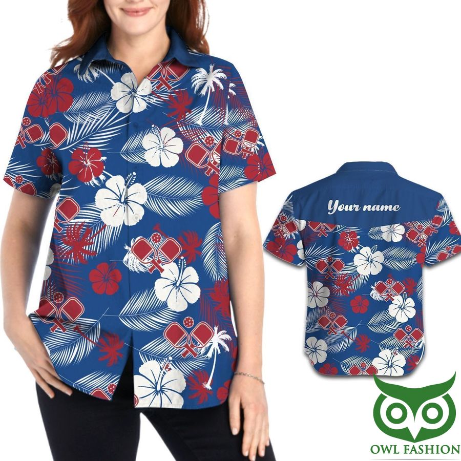 Personalized Pickleball Aloha Floral Tropical Pattern Hawaiian Shirt 