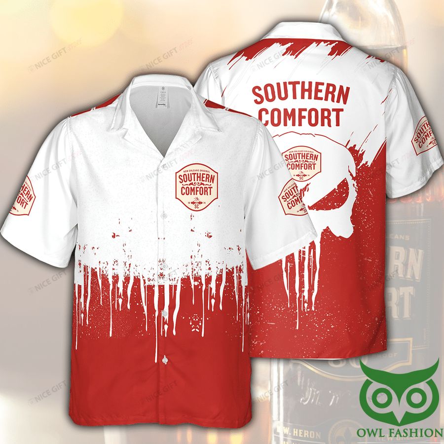 Southern Comfort White and Red Splash Hawaiian Shirt